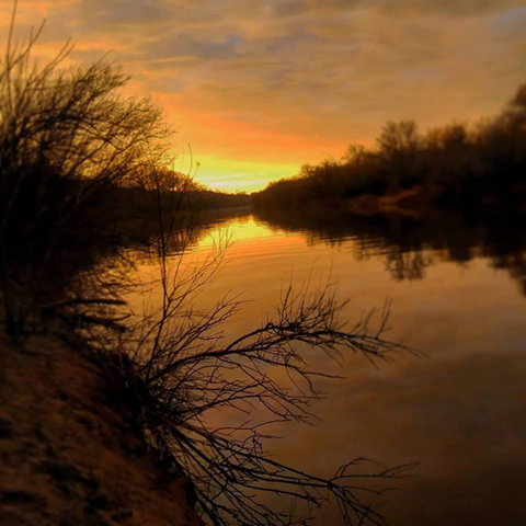 Photo of a sunset over the Brazos River north of Possum Kingdom Lake 