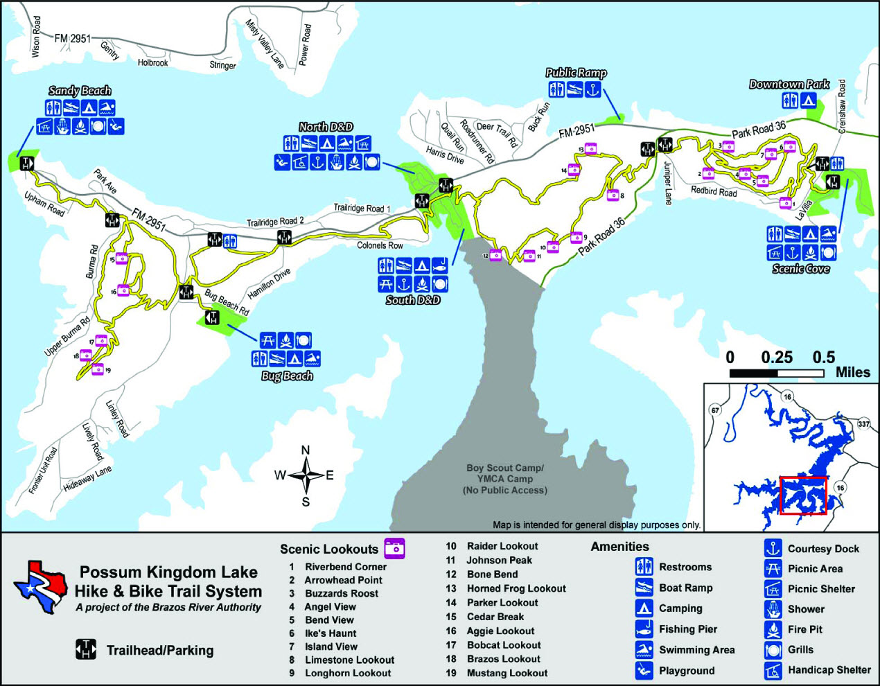 A map of the PK Hike and Bike Trail System