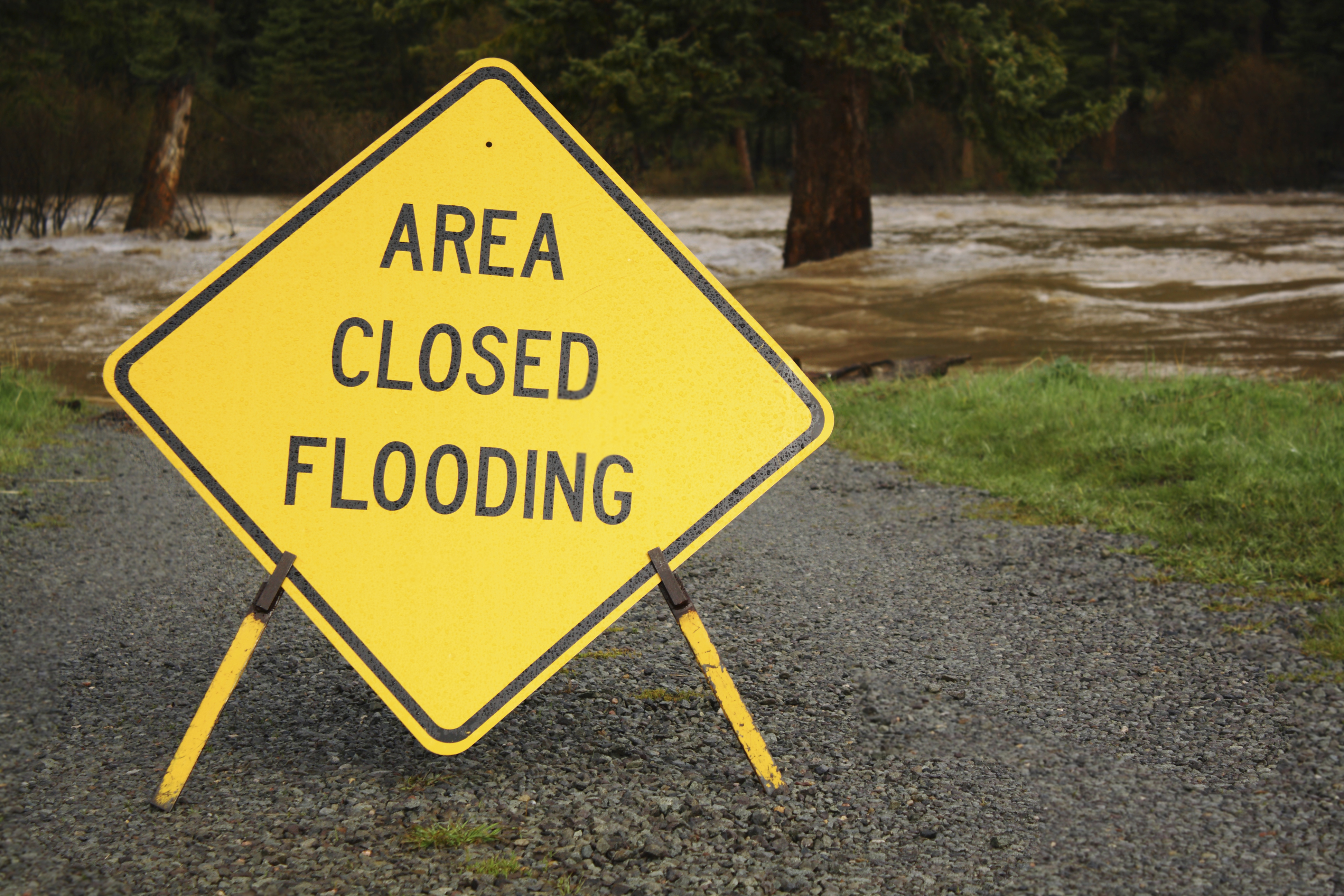 Area Closed Flooding sign