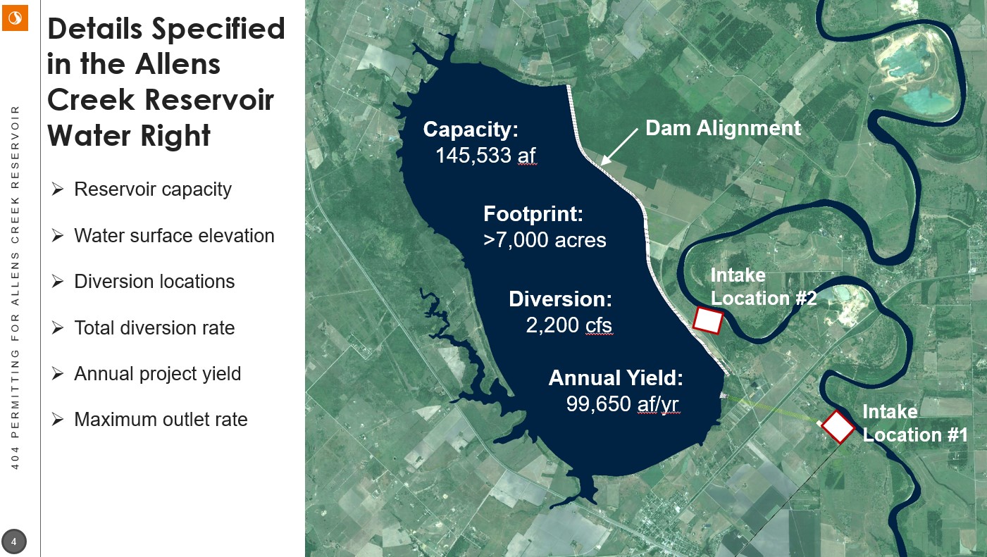 Details specified in the Allens Creek Reservoir Water Right