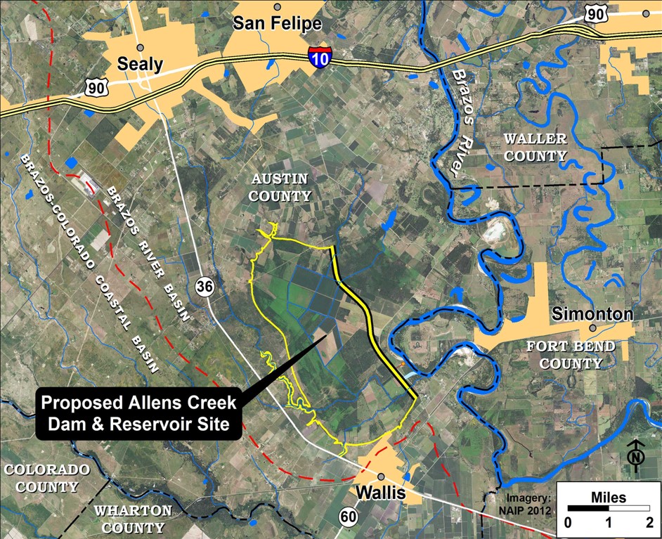 Proposed Allens Creek Dam and Reservoir Site