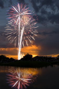 Fireworks over water