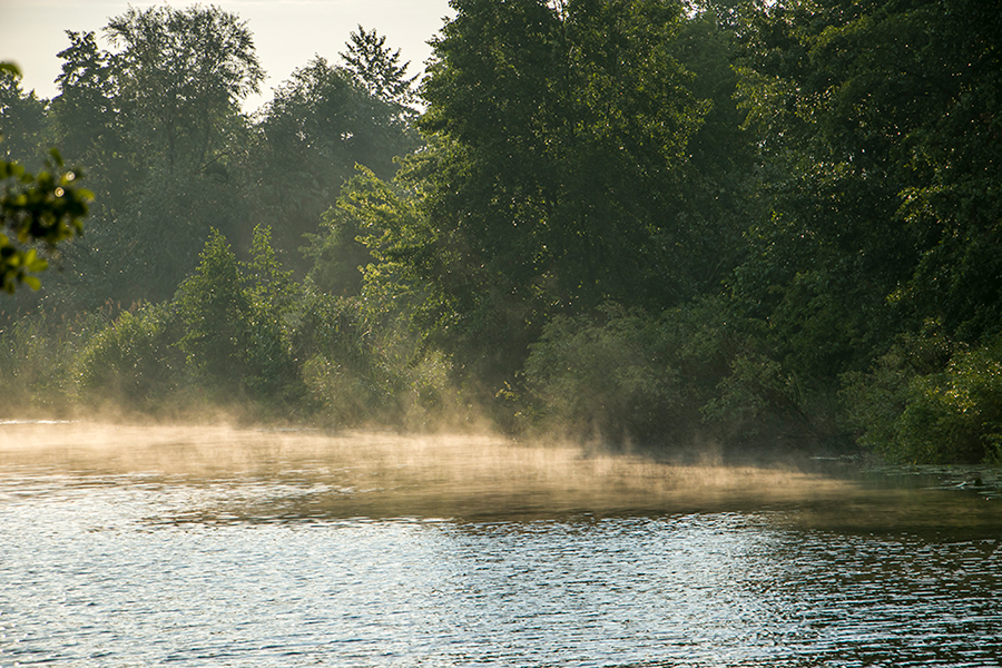 Evaporation over the water.