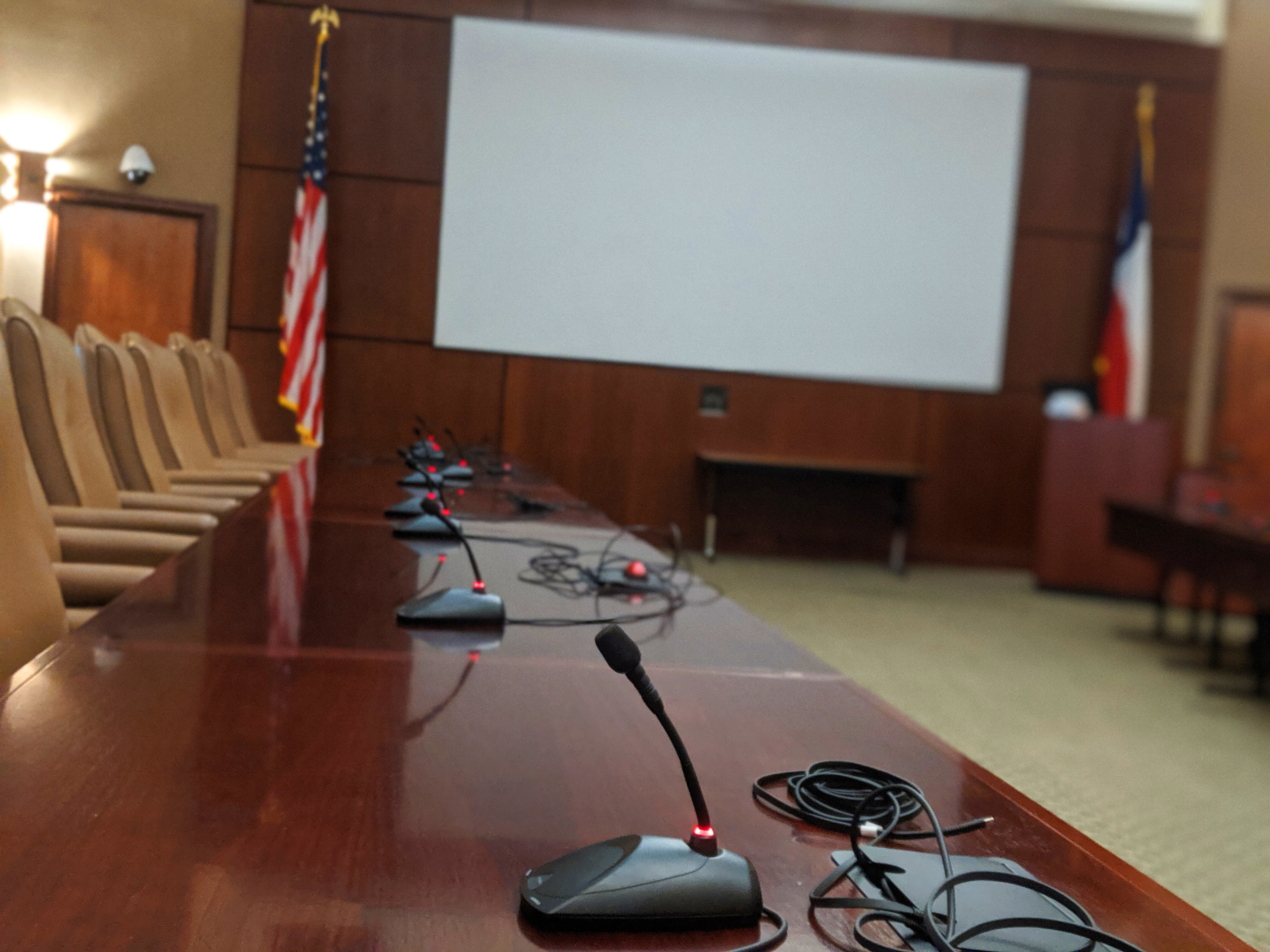 board room with microphone