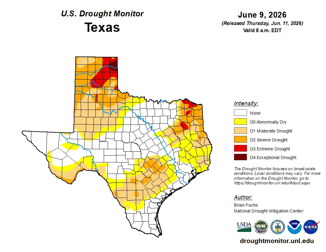 U.S. Drought Monitor's Texas Drought Conditions